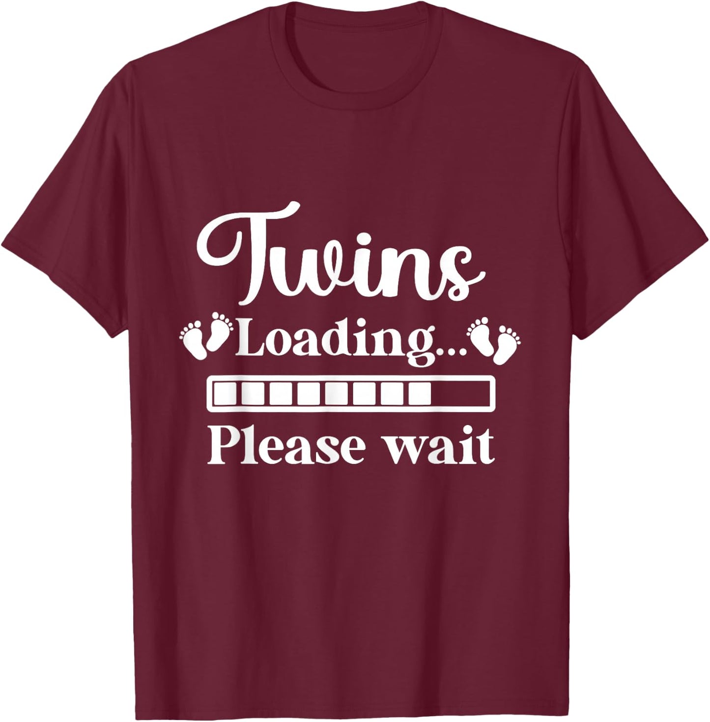 Twins Loading Please Wait Twin Mom Mama Funny T-Shirt - T-Shirt | Maroon