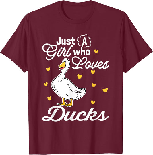 Just A Girl Who Loves Ducks T-Shirt - T-Shirt | Maroon