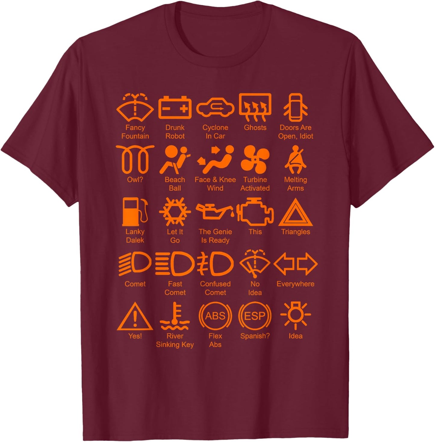 Car Dashboard Symbols T-Shirt - T-Shirt | Maroon