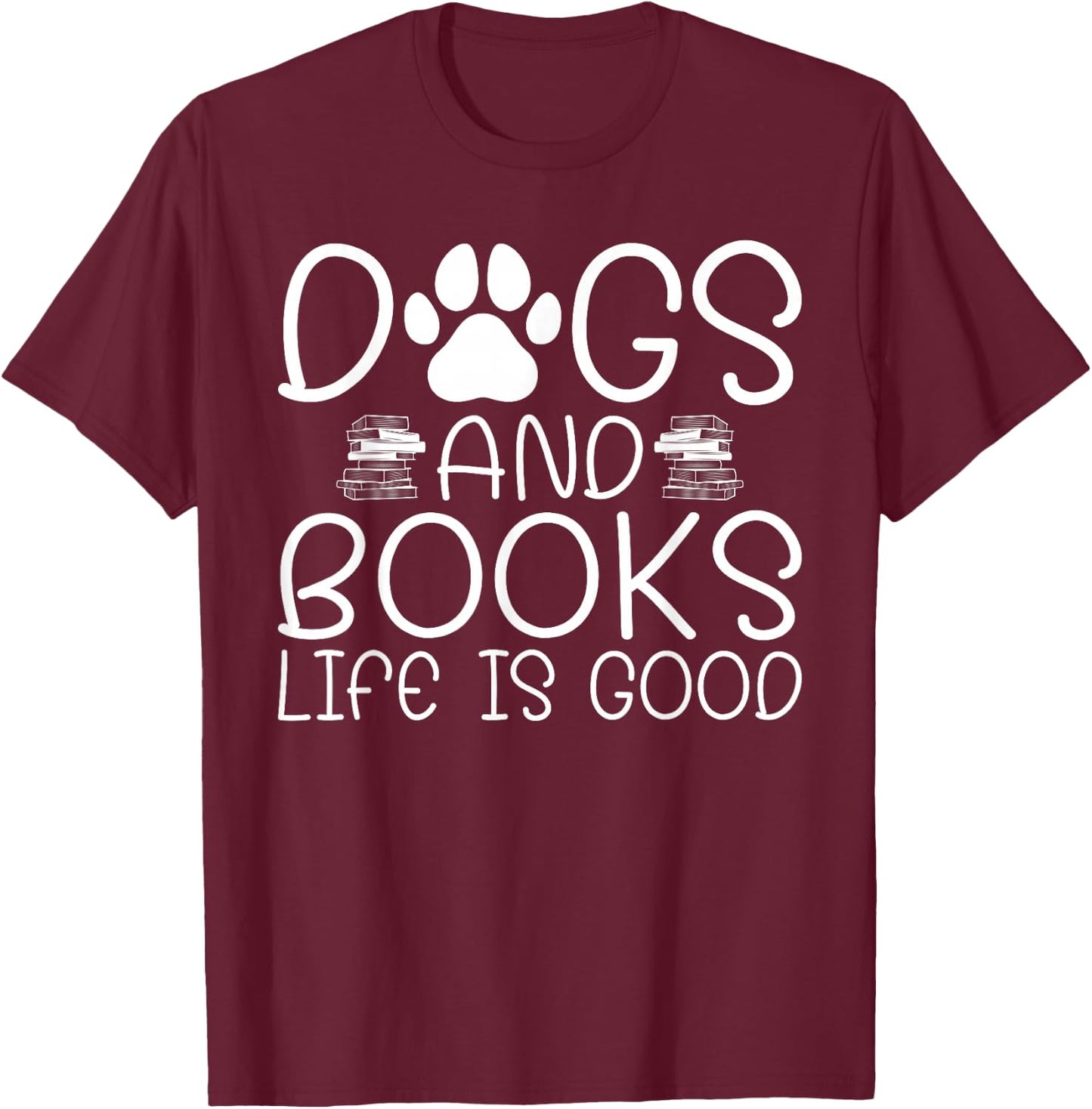 Reader Reading Book Lover Librarian Literature Bookworm Dog T-Shirt - T-Shirt | Maroon