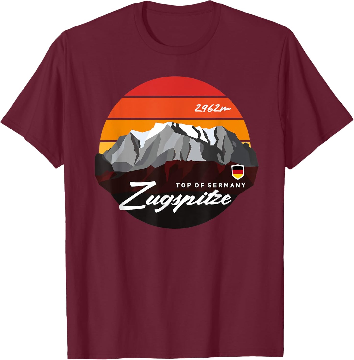 Germany Bavaria Zugspitze German Mountain Summit Souvenir T-Shirt - T-Shirt | Maroon