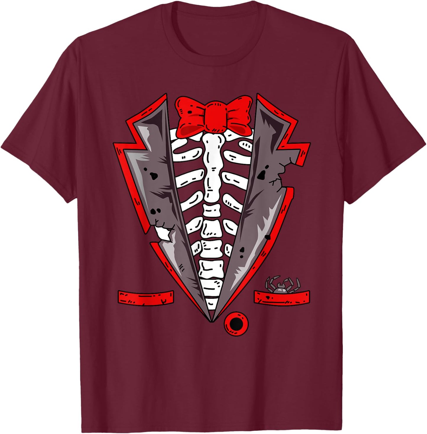 Halloween Skeleton Tuxedo Costume Gift T-Shirt - T-Shirt | Maroon