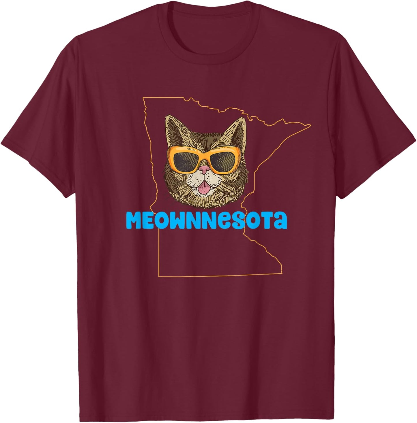 Meownnesota (Minnesota) - Funny City State Cat Pun T-Shirt - T-Shirt | Maroon