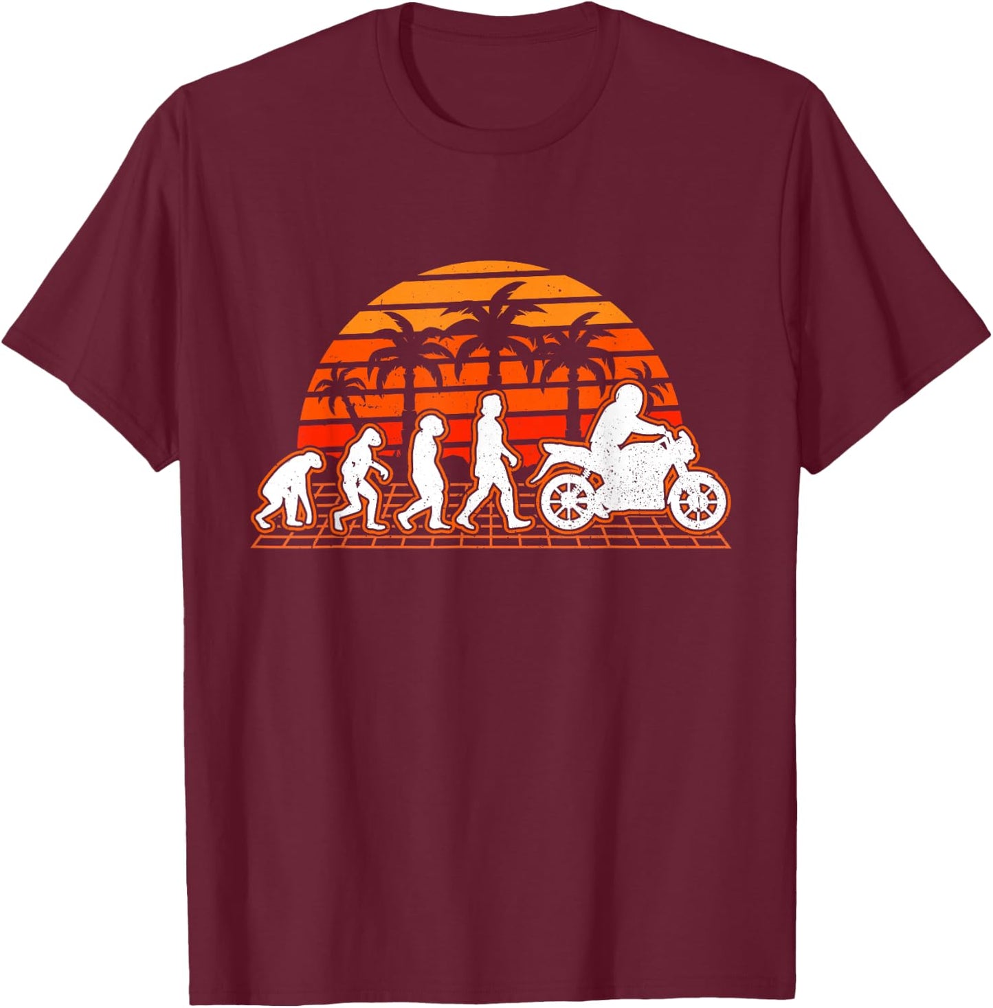 Motorcycle Evolution Retro Motorcycle Biker T-Shirt - T-Shirt | Maroon