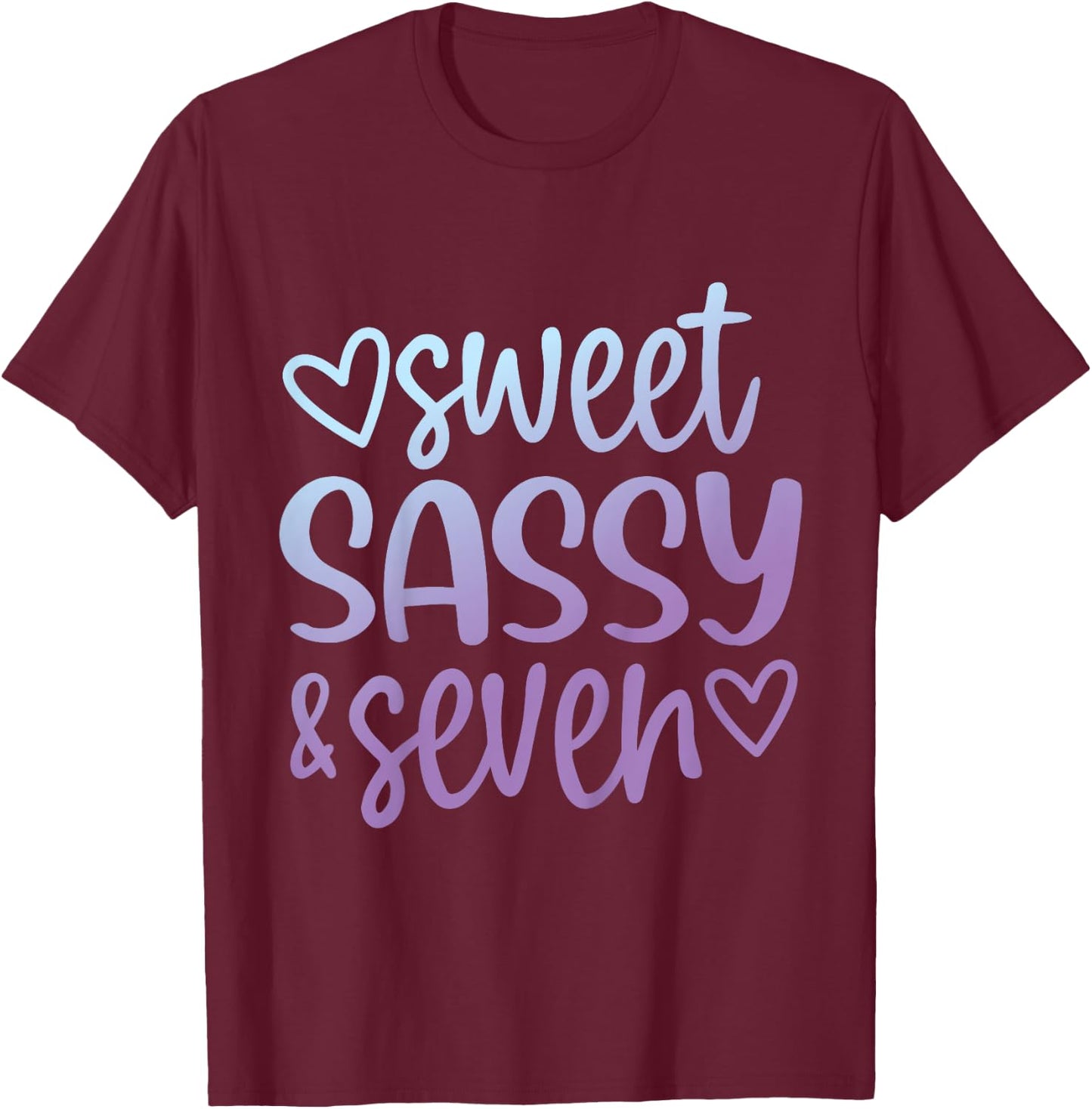 Tie Dye Sweet Sassy and Seven 7th Birthday Girls 7 Years Old T-Shirt - T-Shirt | Maroon