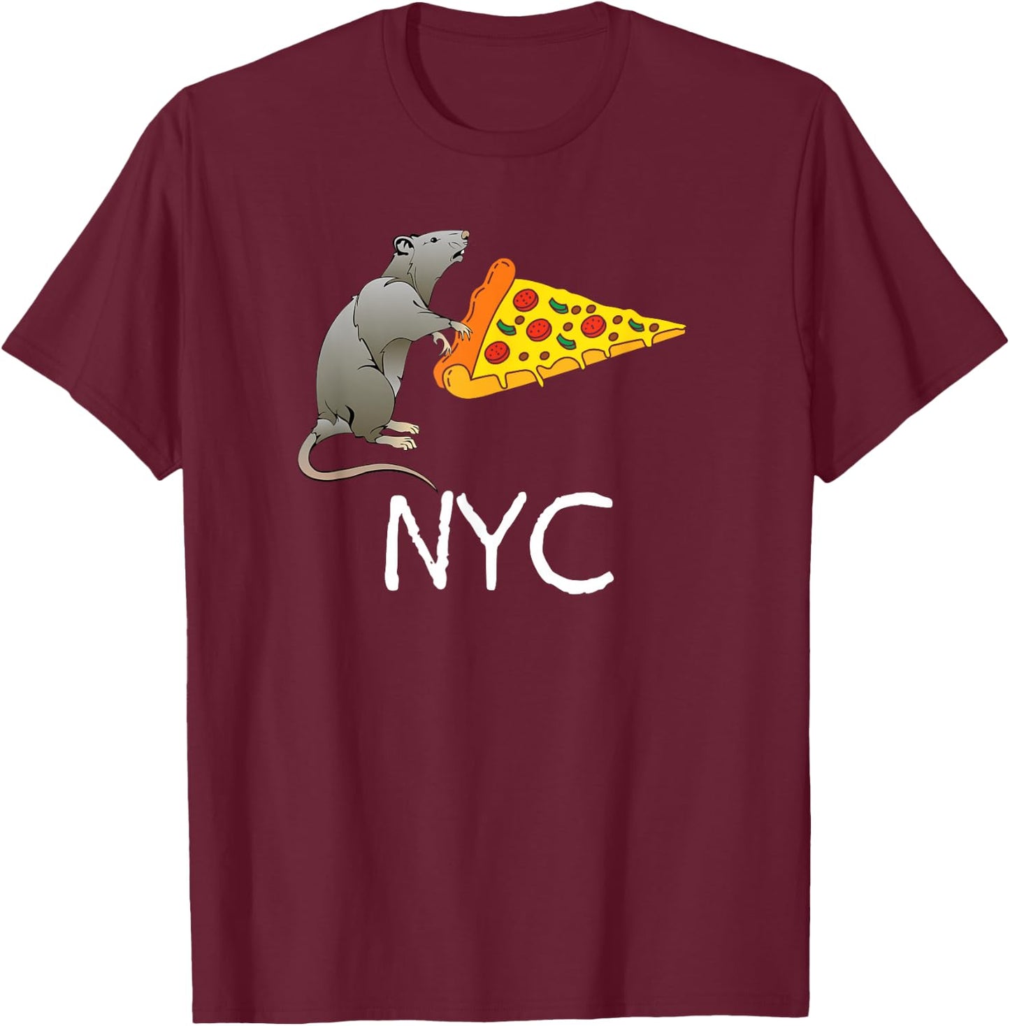 NYC, Pizza Rat T-Shirt - T-Shirt | Maroon