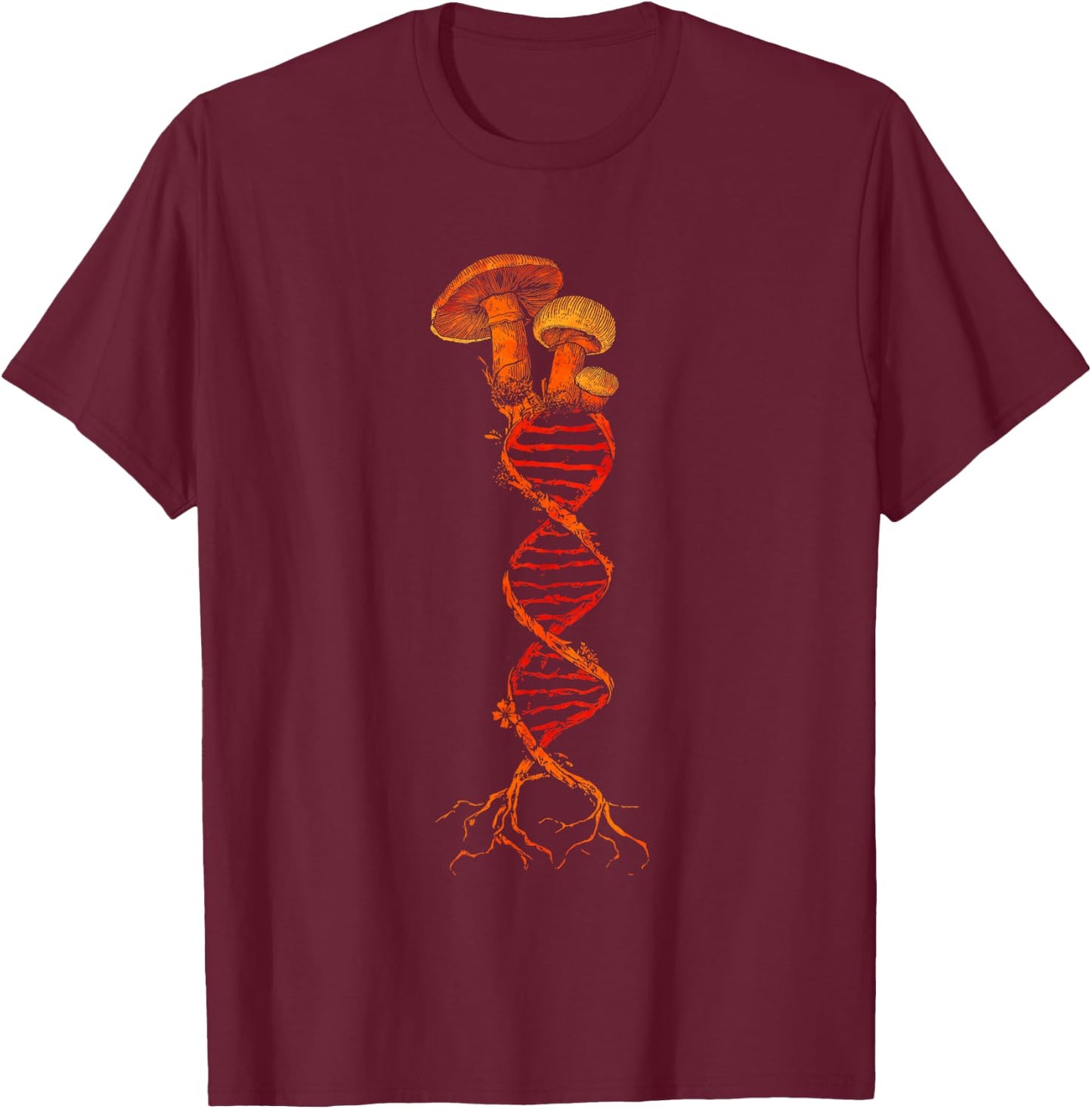 Mushroom DNA Goblincore Aesthetic Mycology Shroom Fungi T-Shirt - T-Shirt | Maroon