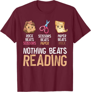 Nothing Beats Reading Book Librarian Rocks Geology Science T-Shirt - T-Shirt | Maroon