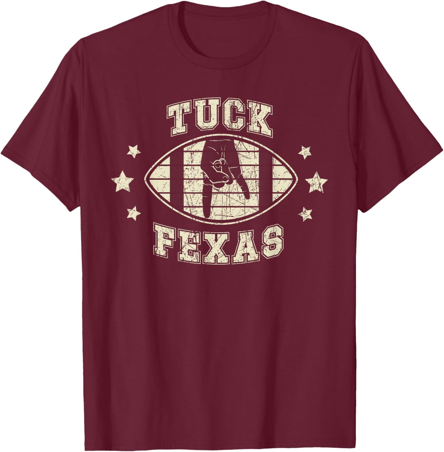 Tuck Fexas Horns Down Funny Beat Texas T-Shirt - T-Shirt | Maroon