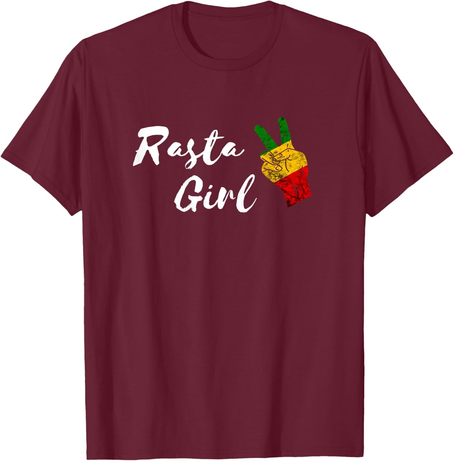 Rasta Girls Peace Reggae Hippie Rastafarian Roots T-Shirt - T-Shirt | Maroon