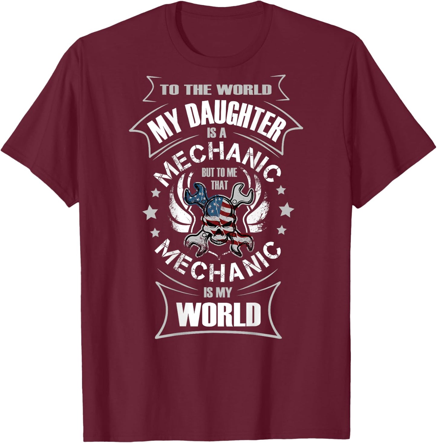 Auto Mechanics Gifts Daughter Girl Auto Mechanic Is My World T-Shirt - T-Shirt | Maroon