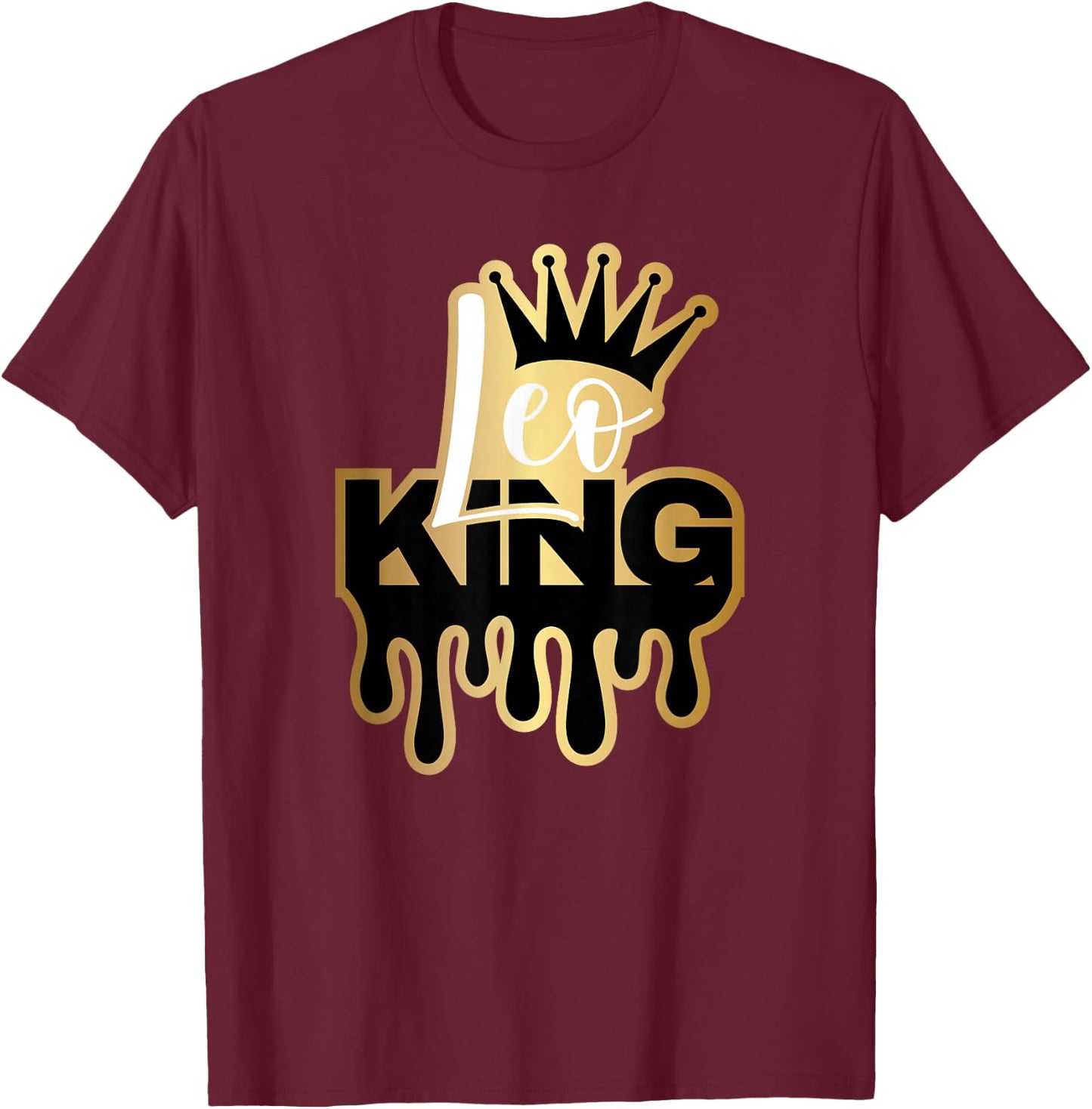 Dripping Leo King Zodiac T-Shirt - T-Shirt | Maroon