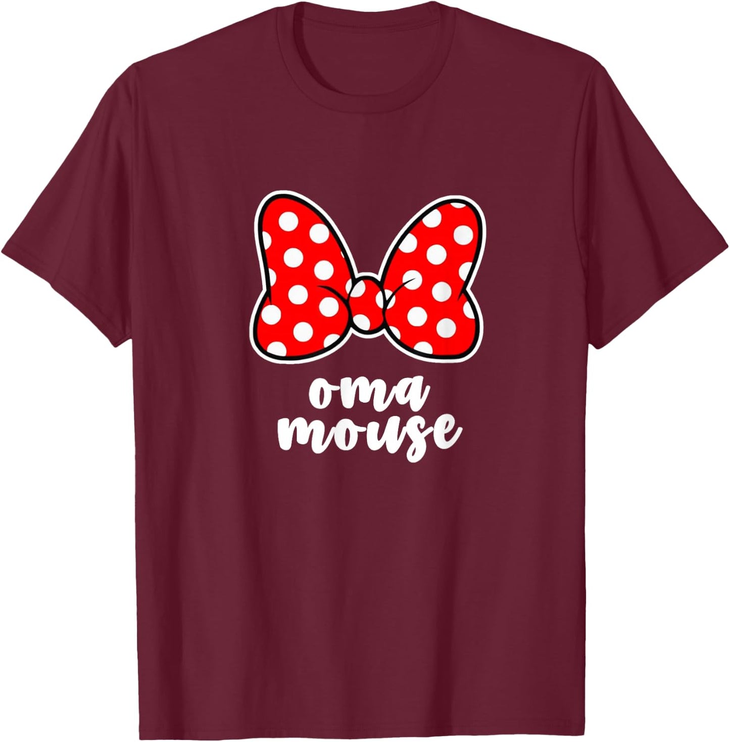 Oma Mouse Family Vacation Bow T-Shirt - T-Shirt | Maroon