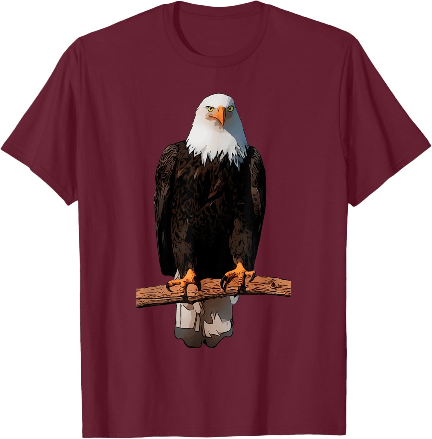 American Bald Eagle Illustration on Branch Kids Men T-Shirt - T-Shirt | Maroon