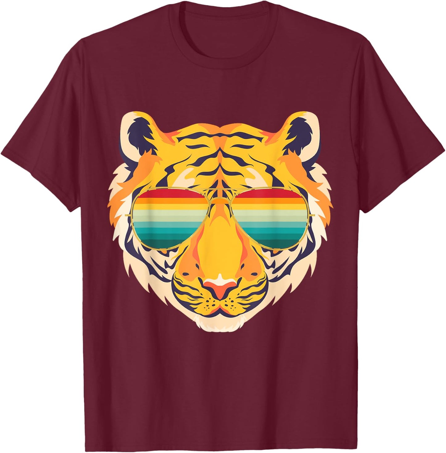 Birthday Shirt Cool Tiger Striped Animal Theme Party T-Shirt - T-Shirt | Maroon