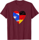 Puerto Rico Germany Vintage Heart German Flag Puerto Rican T-Shirt - T-Shirt | Maroon