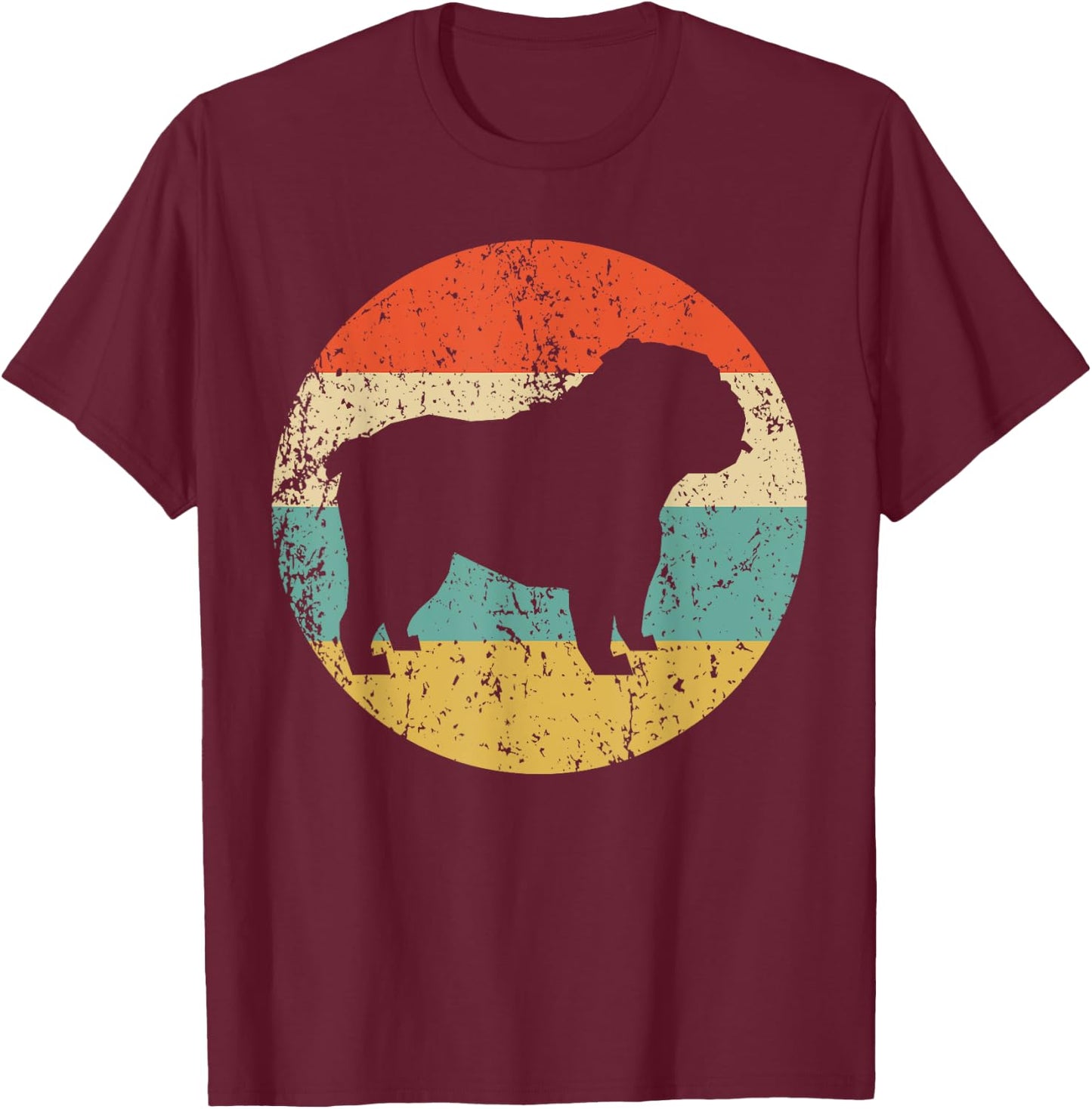 English Bulldog Retro English Bulldog Dog T-Shirt - T-Shirt | Maroon
