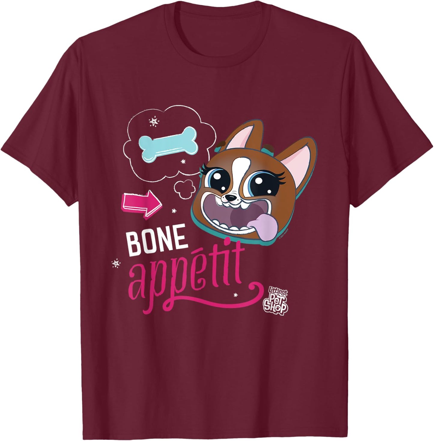 Littlest Pet Shop Dog Bone Appetit Women Girls Kids T-Shirt - T-Shirt | Maroon