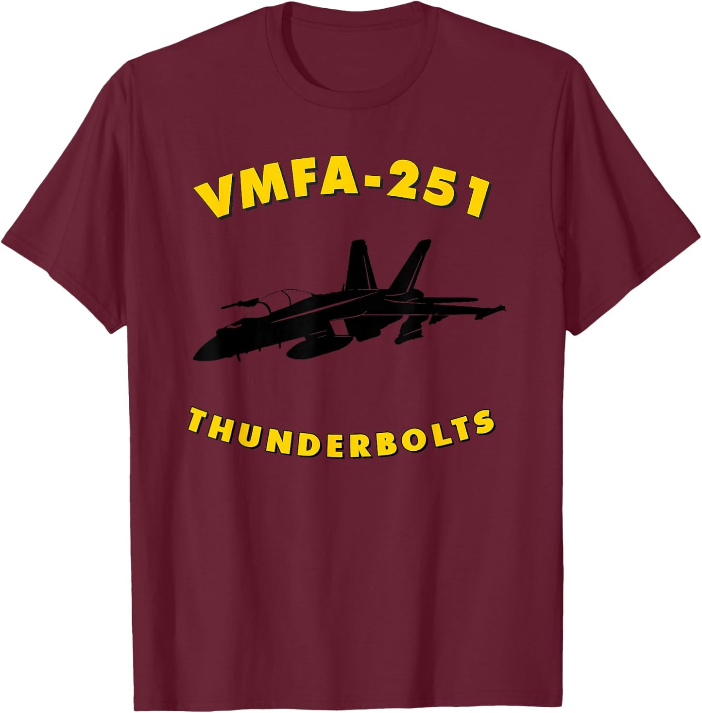 VMFA-251 Fighter Attack Squadron F/A-18 Hornet Jet T-Shirt - T-Shirt | Maroon