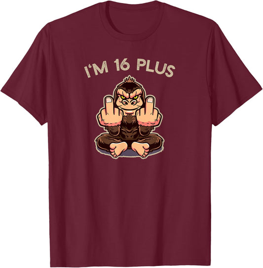 18th Birthday Middle Finger Monkey 18 Years Old Funny T-Shirt - T-Shirt | Maroon
