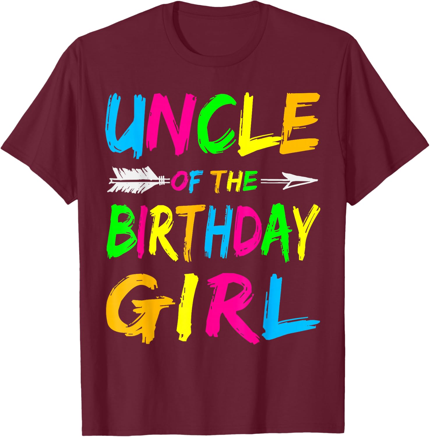 Uncle of the Birthday Girl Retro 80's Party Shirt T-Shirt - T-Shirt | Maroon