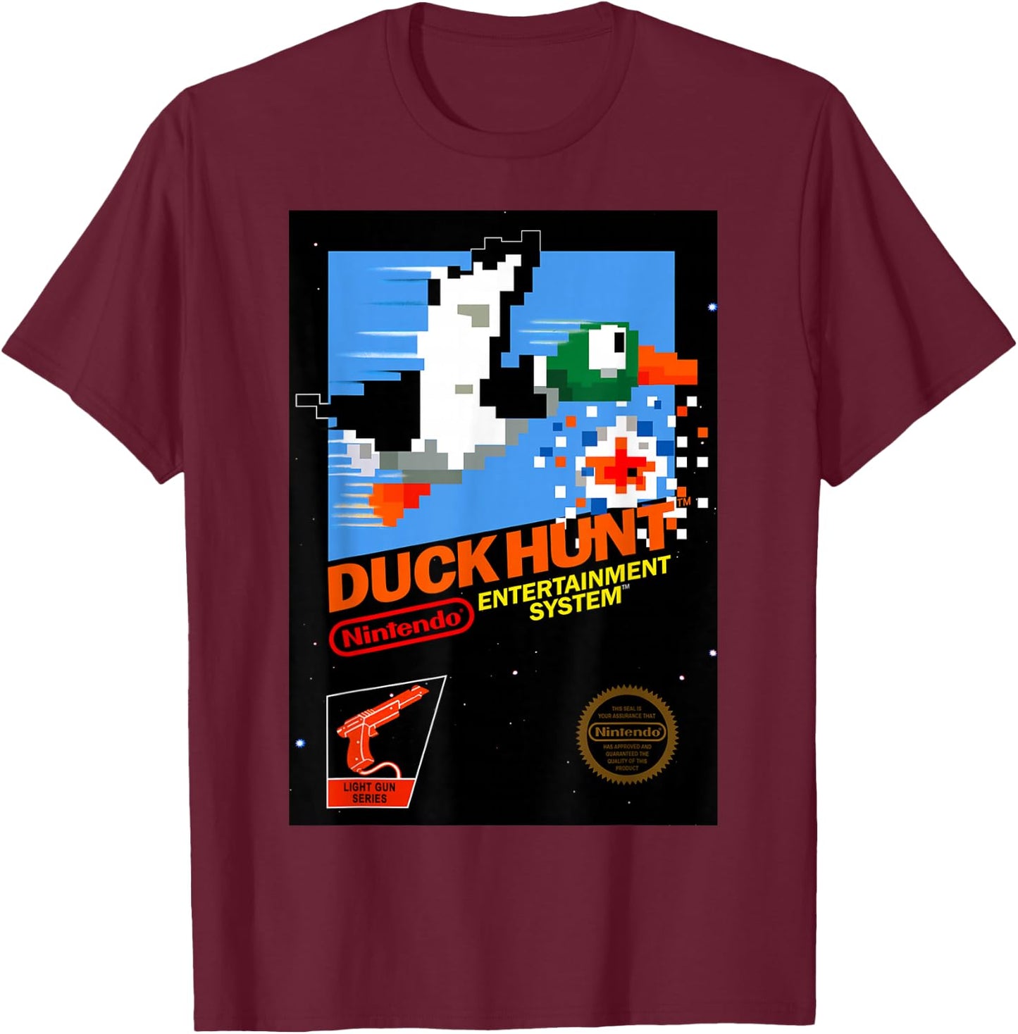 Nintendo NES Duck Hunt Retro Vintage Cover Graphic T-Shirt - T-Shirt | Maroon