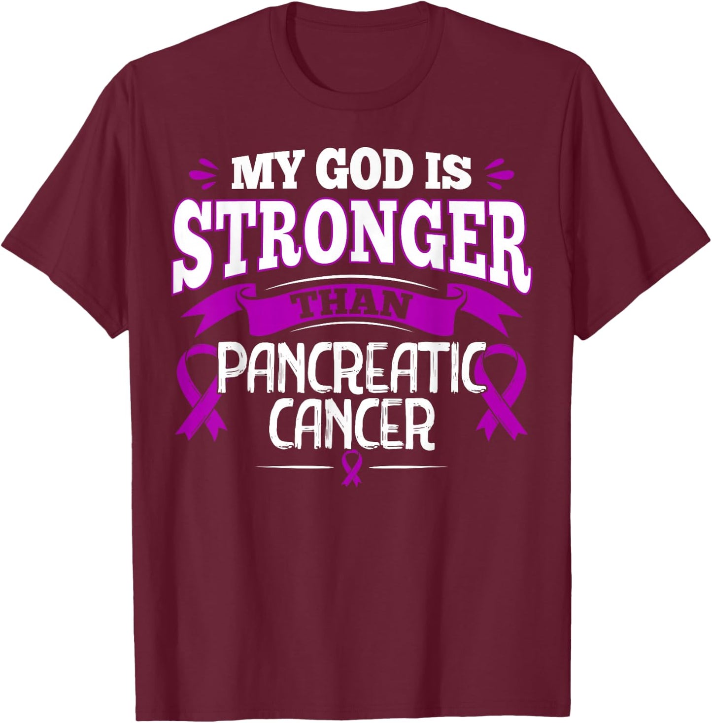 Purple Awareness Ribbon - Pancreatic Cancer Survivor T-Shirt - T-Shirt | Maroon