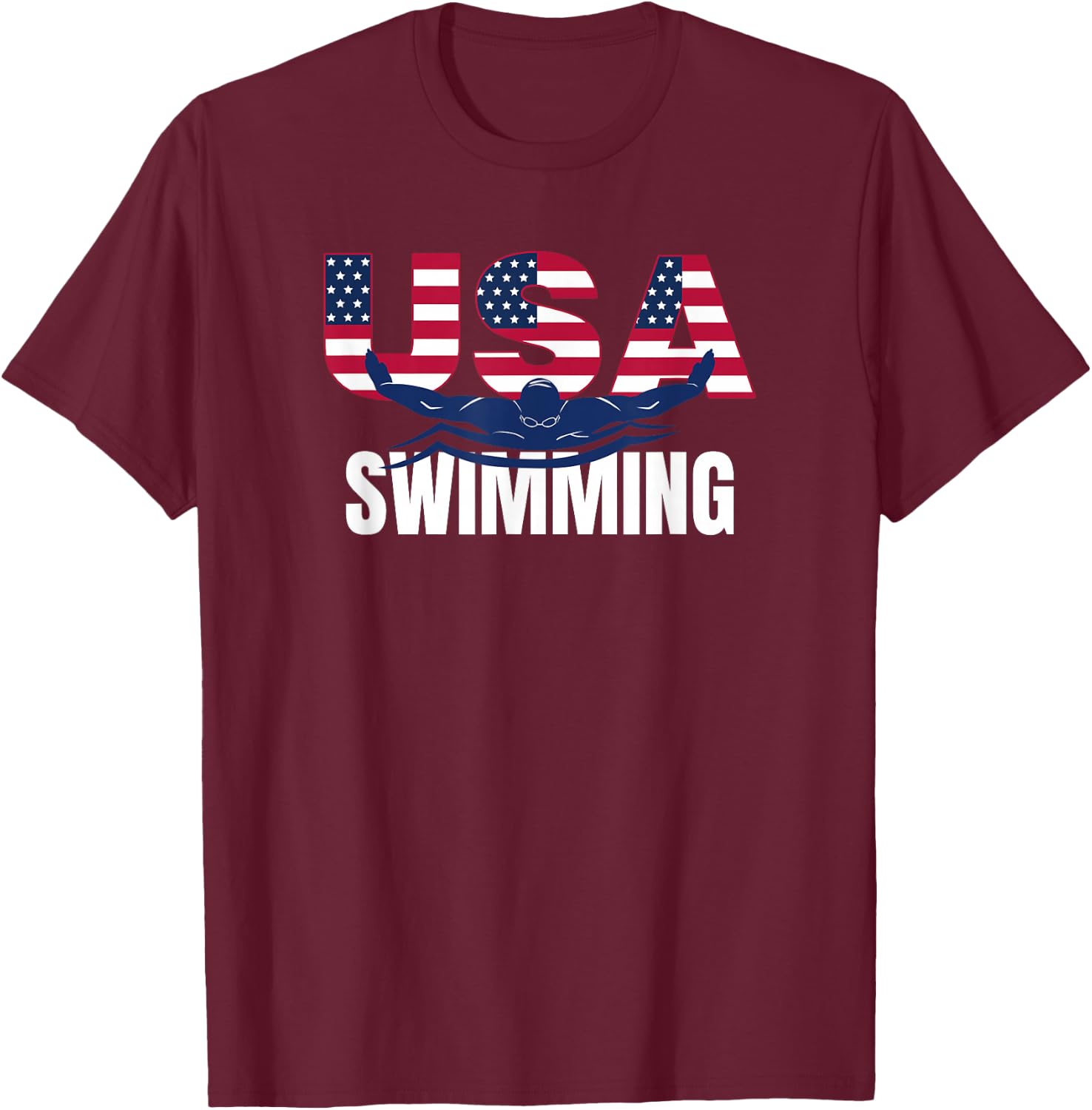 USA Swimming Athlete Summer US Swim Aquatic Sport Letters T-Shirt - T-Shirt | Maroon