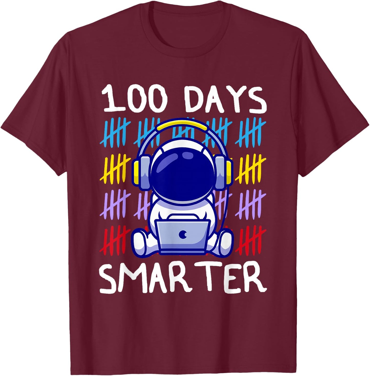 100 Day Smarter shirt 100 Day Online school Astronaut Lovers T-Shirt - T-Shirt | Maroon