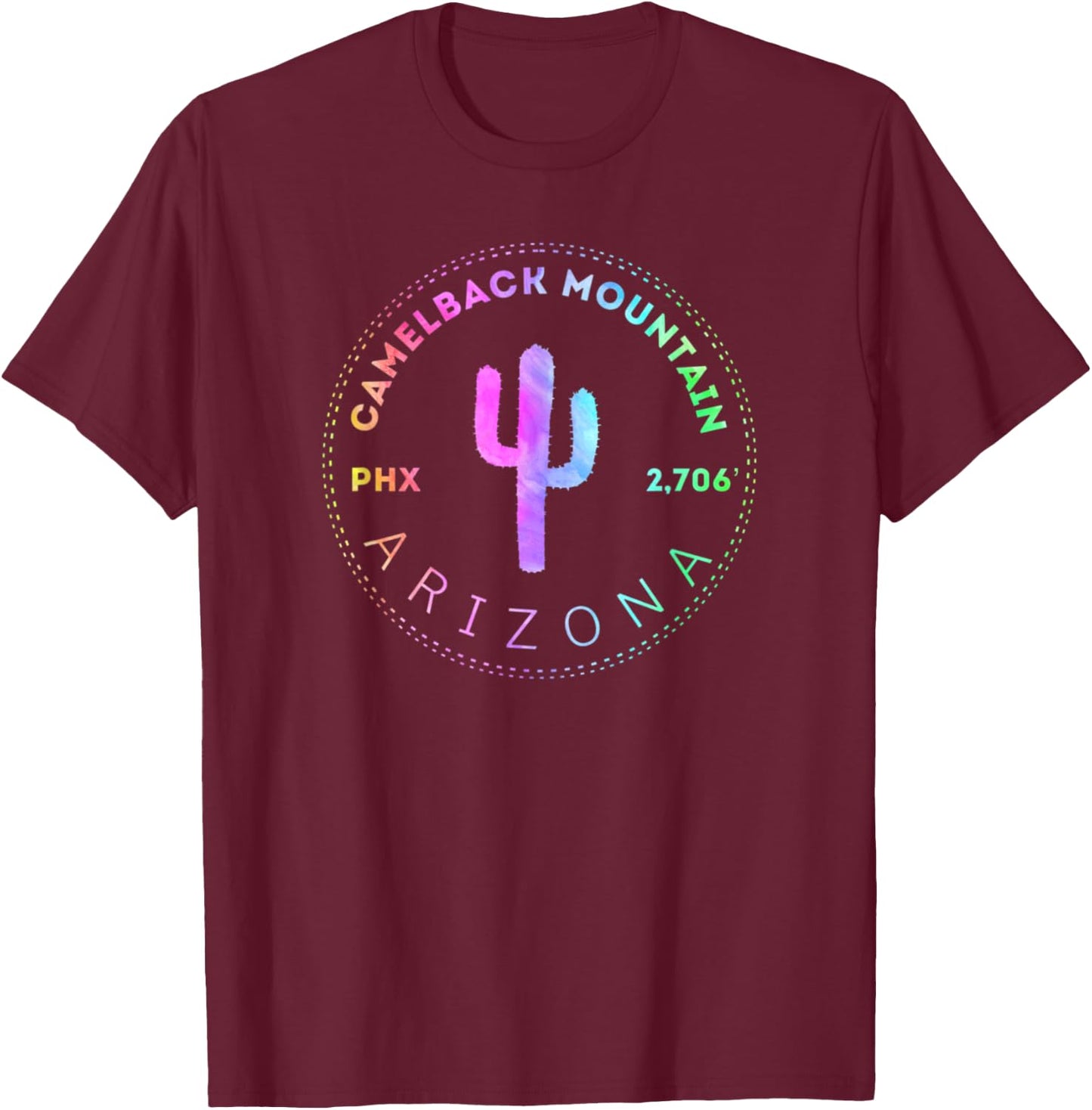 Camelback Mountain - Phoenix Arizona Climbing Hiking Tie Dye T-Shirt - T-Shirt | Maroon