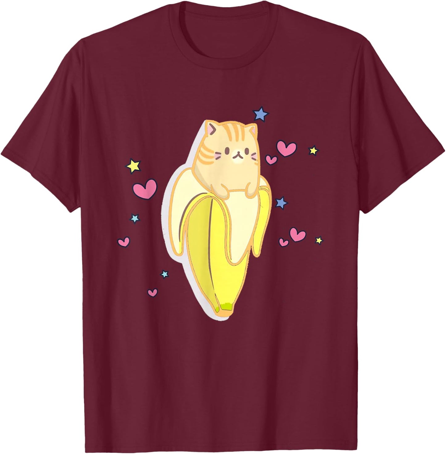 Bananya Banana Funny Cat Cute Kawaii Kitten T-Shirt - T-Shirt | Maroon