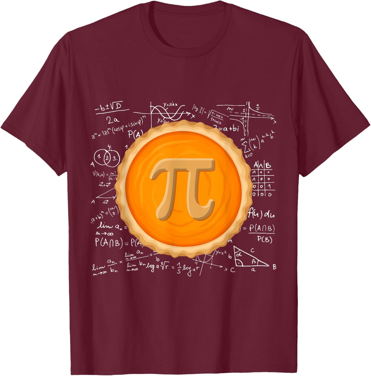 Pumpkin Pie Math Shirt Pi Day Funny Halloween Thanksgiving T-Shirt - T-Shirt | Maroon