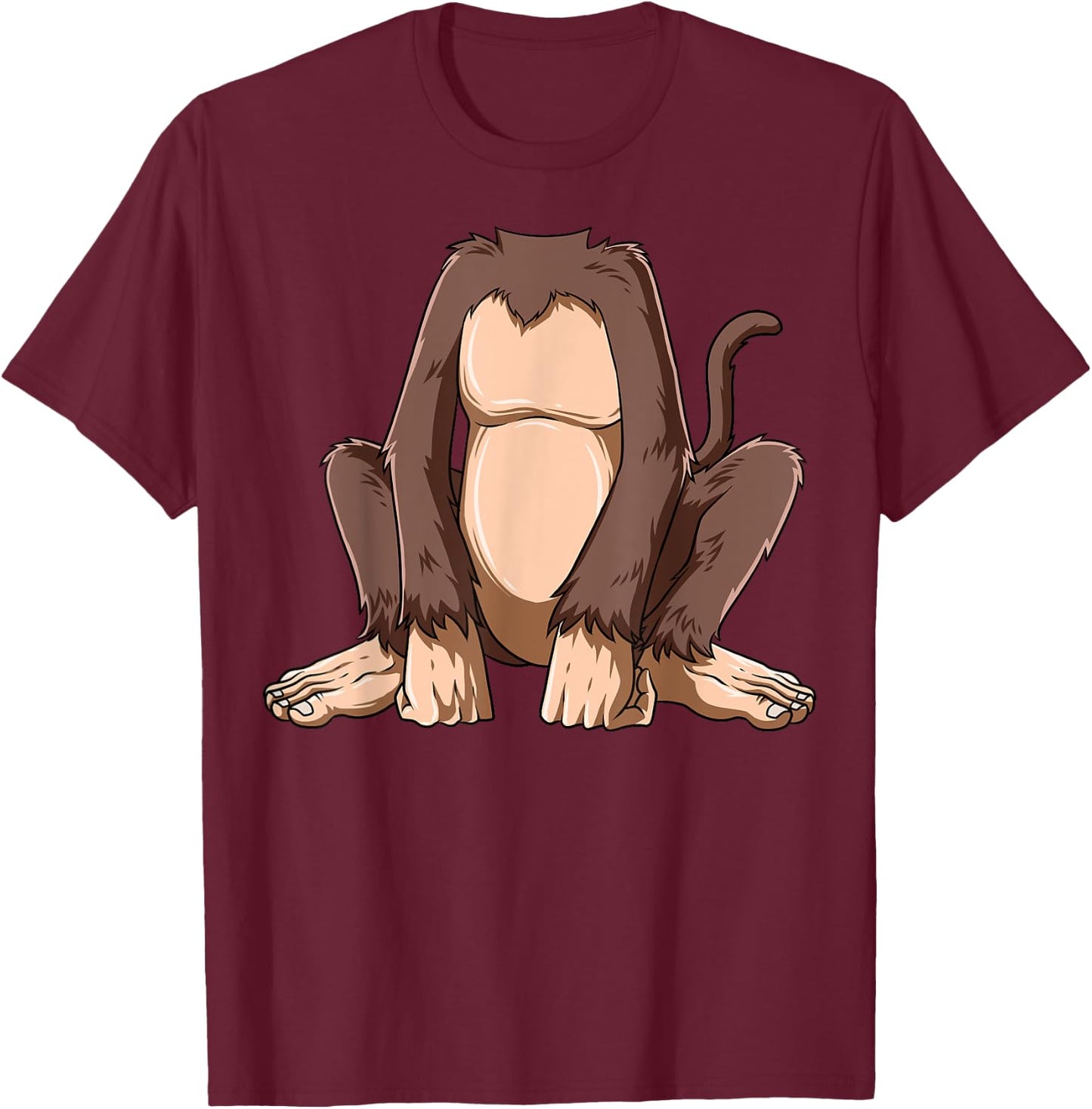 Easy Monkey Costume Monkey Body Headless Monkey Costume T-Shirt - T-Shirt | Maroon
