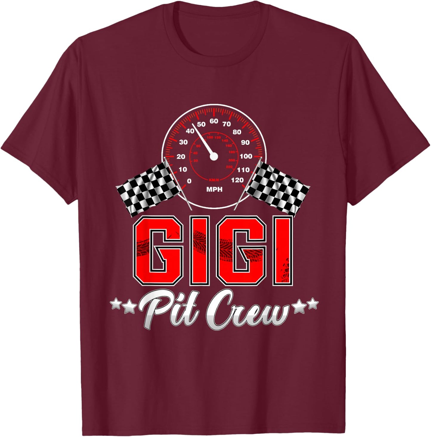 GIGI Racing Car Birthday Party Family Matching Pit Crew T-Shirt - T-Shirt | Maroon