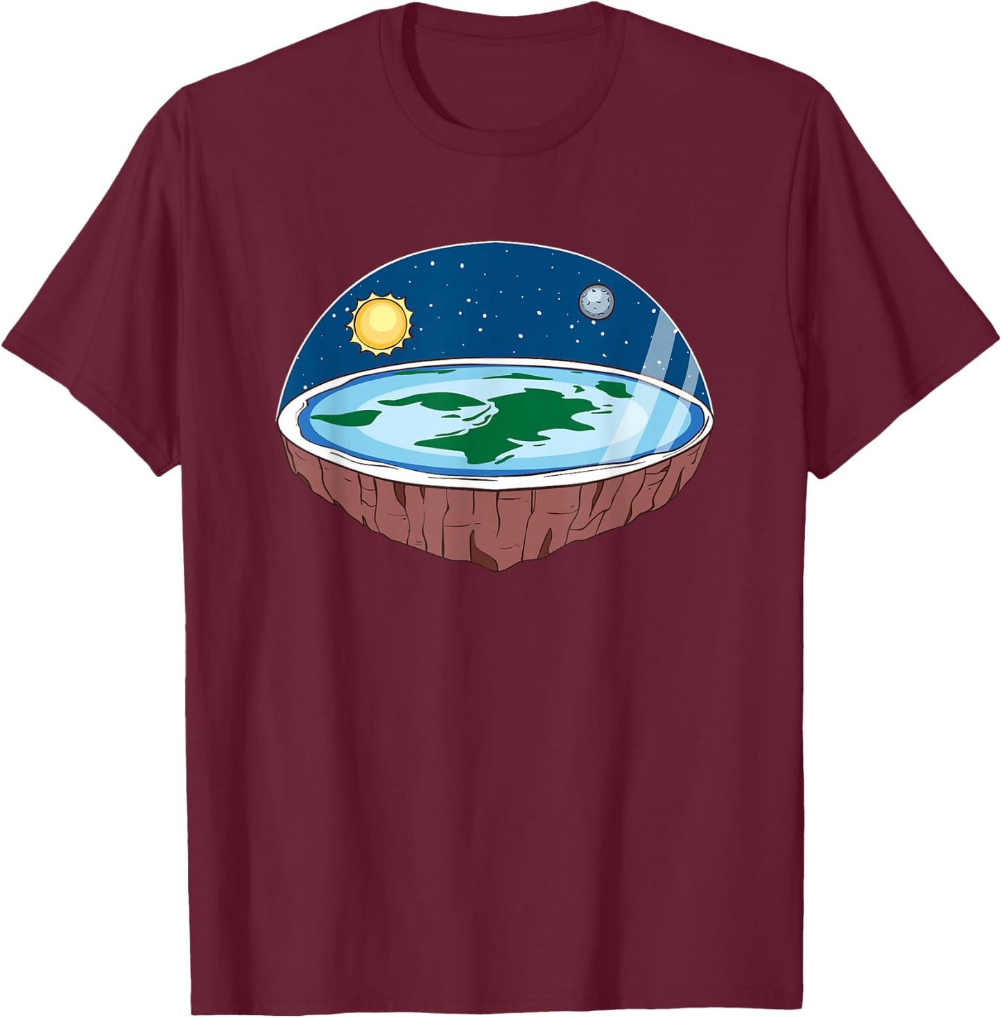Flat Earth Ice Wall Shirt Flat Theory Society T-Shirt - T-Shirt | Maroon