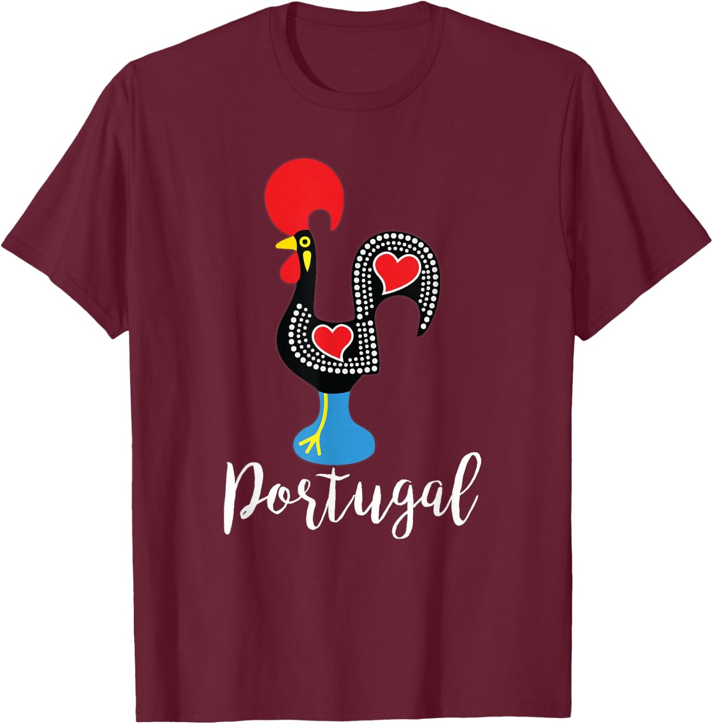 Portuguese Rooster Portugal Galo de Barcelos Figurine T-Shirt - T-Shirt | Maroon