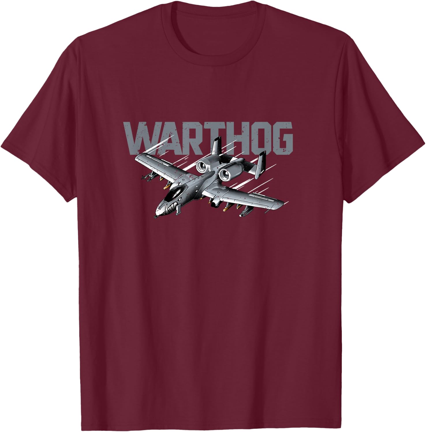 Military Airplane - A-10 Warthog Aircraft T-Shirt - T-Shirt | Maroon