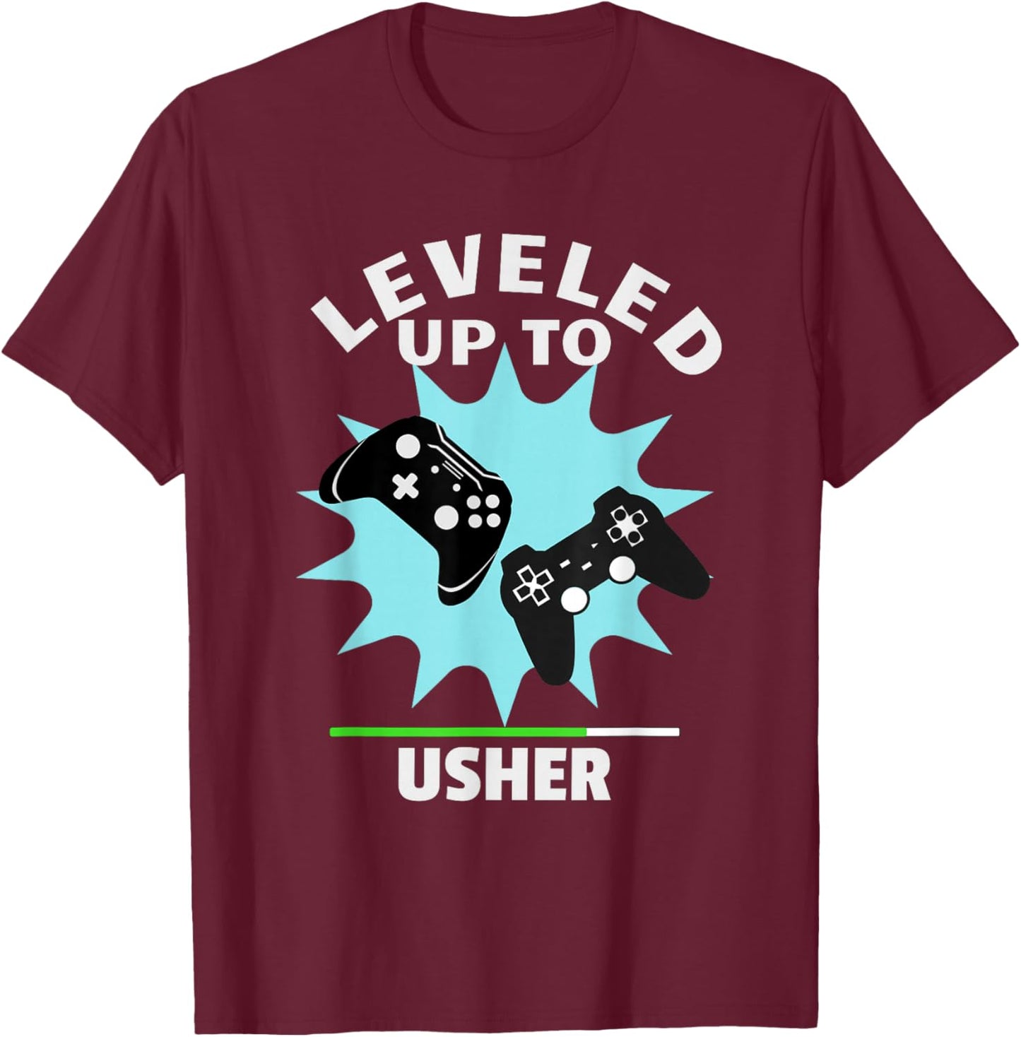 Usher Wedding Gift Funny Leveled Up Gamer T-Shirt - T-Shirt | Maroon