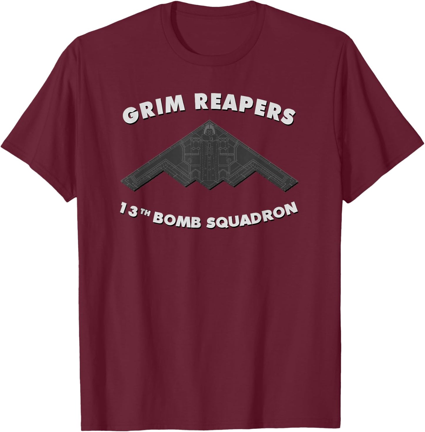 13th Bomb Squadron "Grim Reapers" B-2 Spirit Bomber T-Shirt - T-Shirt | Maroon