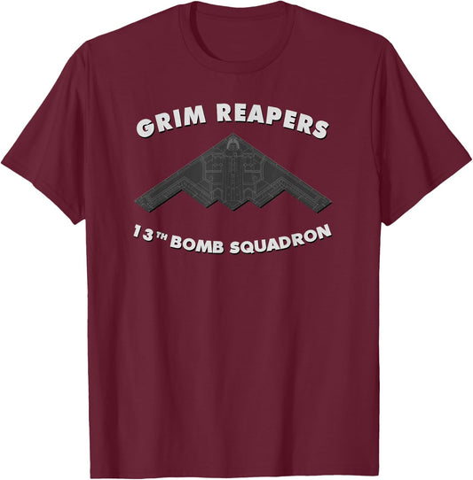 13th Bomb Squadron "Grim Reapers" B-2 Spirit Bomber T-Shirt - T-Shirt | Maroon