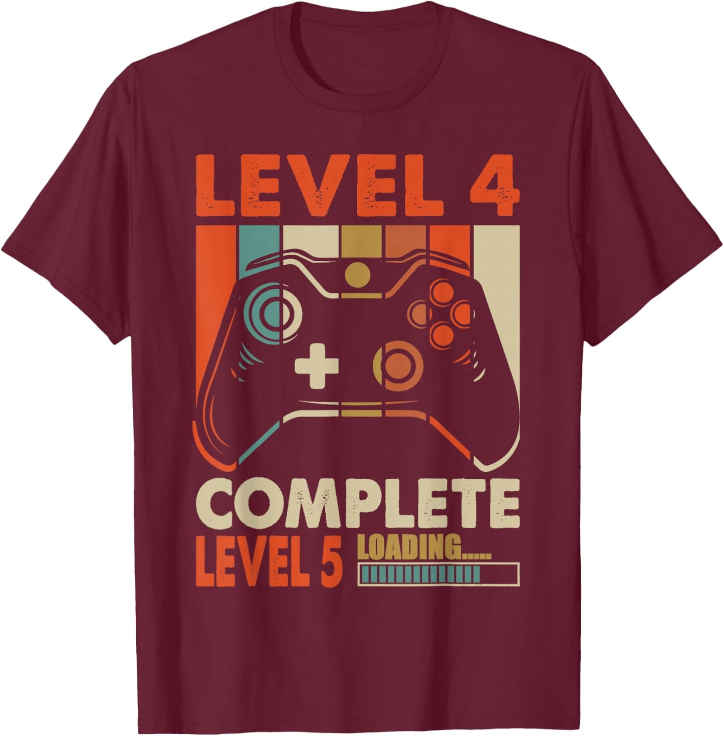Vintage 4th Year Wedding Anniversary Funny Level 4 Complete T-Shirt - T-Shirt | Maroon
