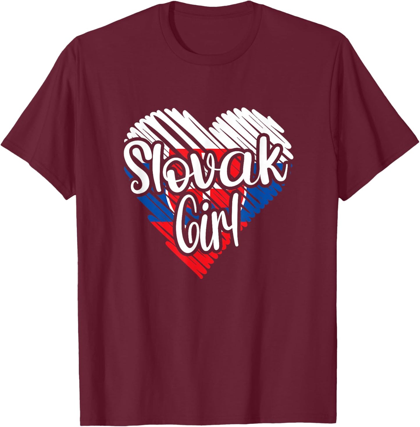 Slovakia For Girl Slovak Heart Flag Slovakia T-Shirt - T-Shirt | Maroon