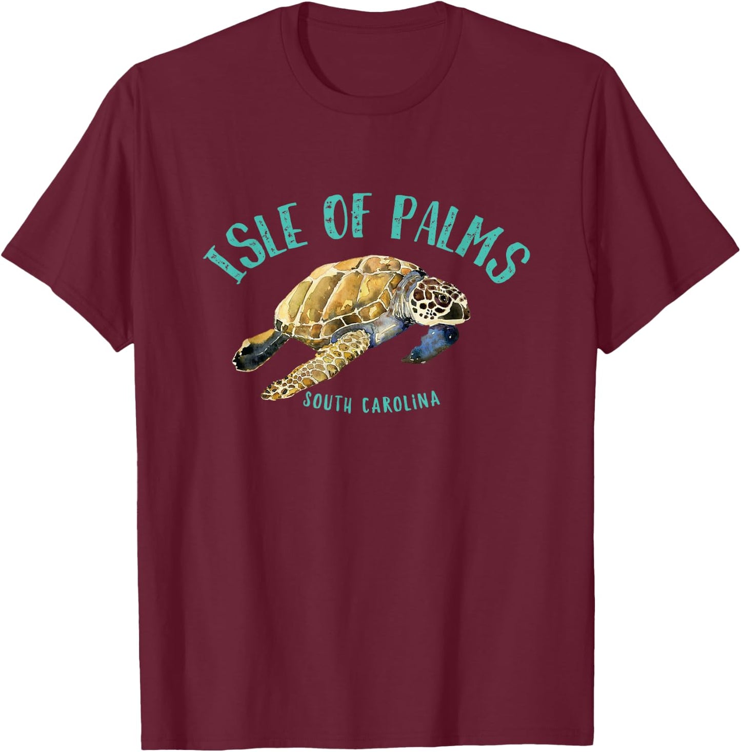 Isle of Palms South Carolina Sea Turtle Design T-Shirt - T-Shirt | Maroon