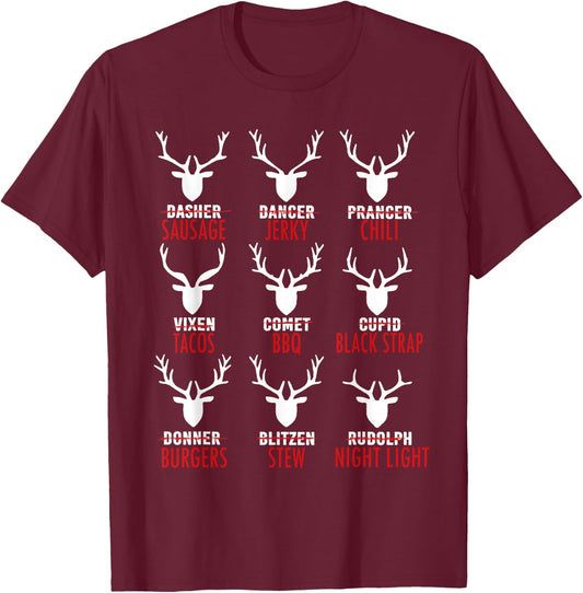 Deer Sausage Jerky Chili Tacos Bbq T-Shirt - T-Shirt | Maroon