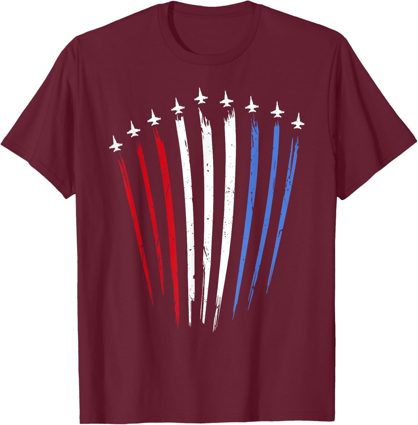 Red White Blue Air Force Planes T-Shirt - T-Shirt | Maroon