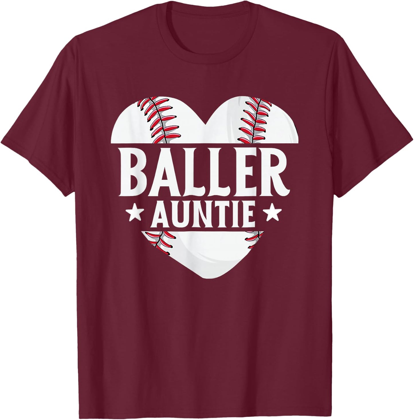 Baseball Aunt Gifts Baller Auntie Mother's Day Mom Women T-Shirt - T-Shirt | Maroon