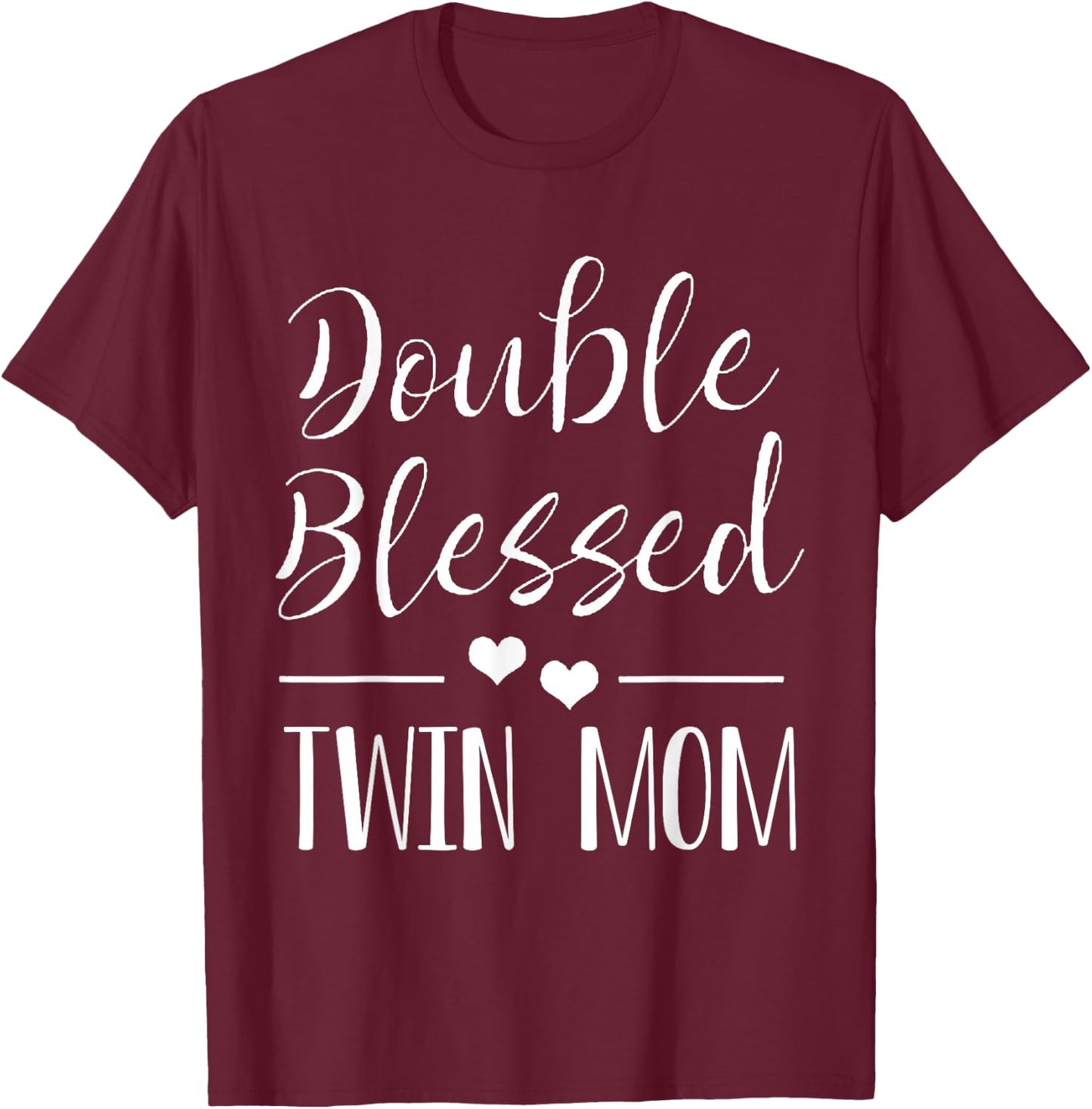 Twin Mama Twin Mom to Be Pregnancy Announcement T-Shirt - T-Shirt | Maroon