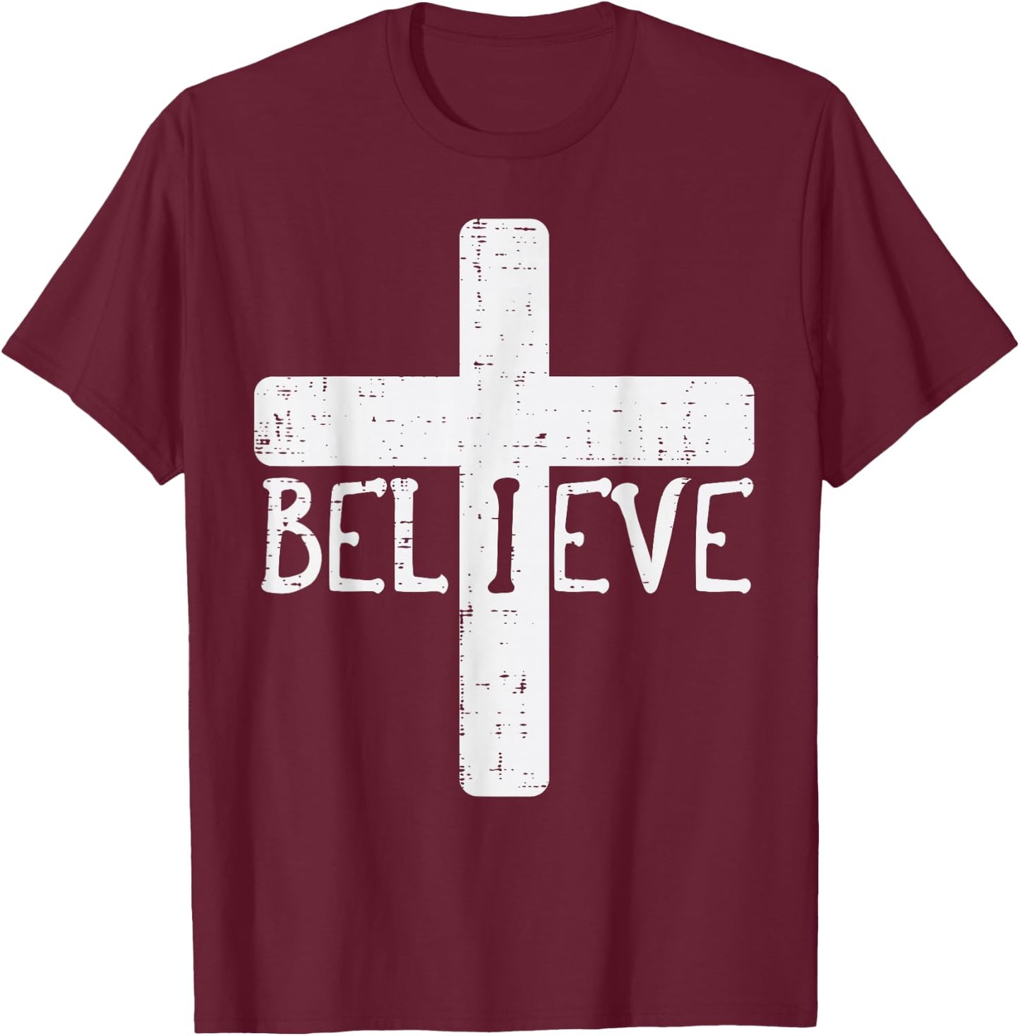I Believe Cross God Jesus Faith Christian Men Women Kids T-Shirt - T-Shirt | Maroon