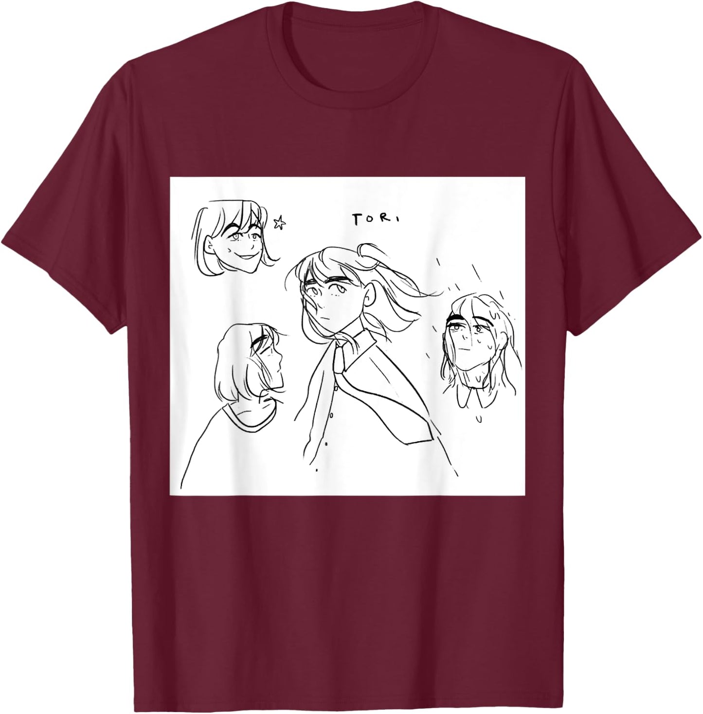 Tori Spring Sketches, Present For Tori's Fan, Drawing Lover T-Shirt - T-Shirt | Maroon