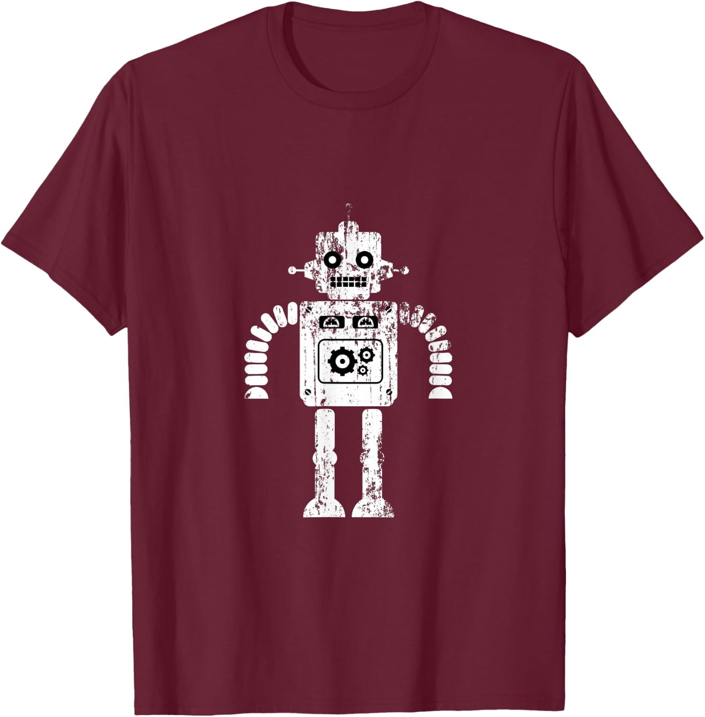 Retro Robot T Shirt Women Kids T-Shirt - T-Shirt | Maroon